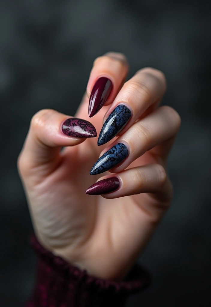35 Sharp Stiletto Nail Ideas for Daring - 6. Dark Romance