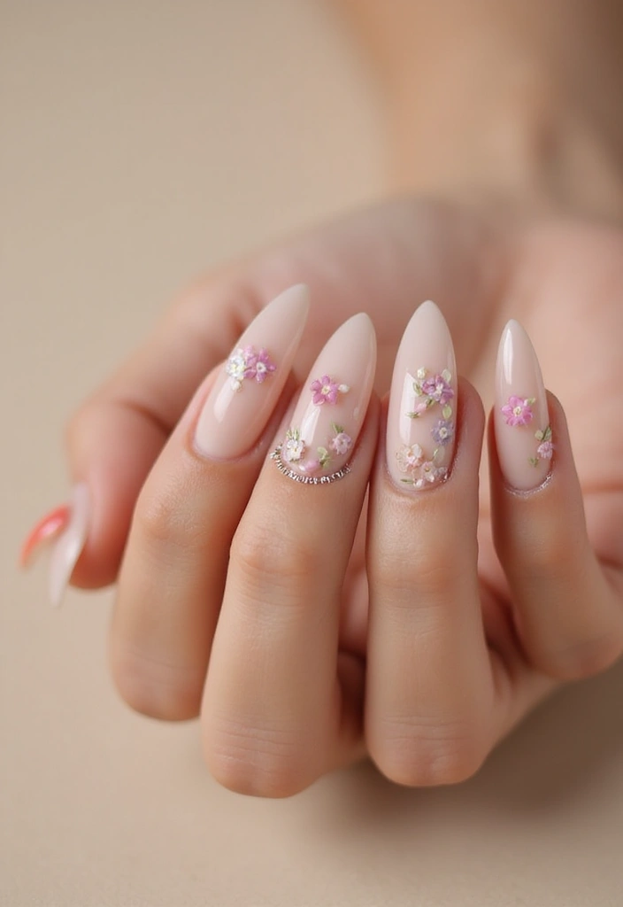 35 Simple Nail Design Ideas for Understated Elegance - 11. Simple Floral Accents