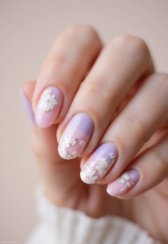 35 Simple Nail Design Ideas for Understated Elegance - 24. Soft Gradient Floral