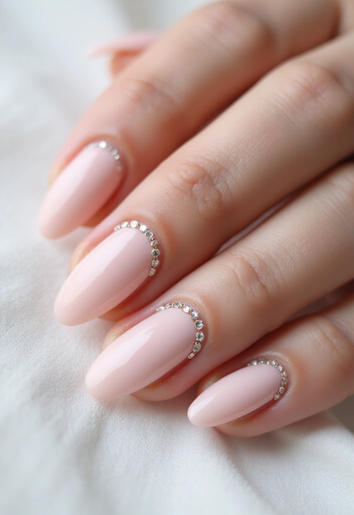 35 Simple Nail Design Ideas for Understated Elegance - 25. Subtle Rhinestone Accents