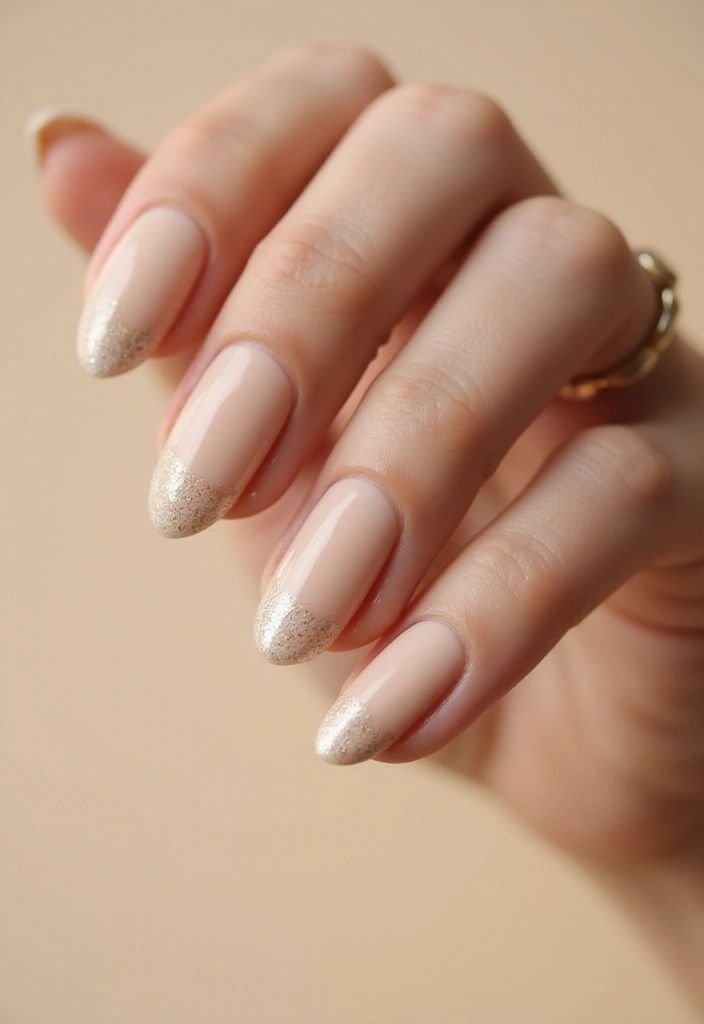 35 Simple Nail Design Ideas for Understated Elegance - 8. Subtle Glitter Tips