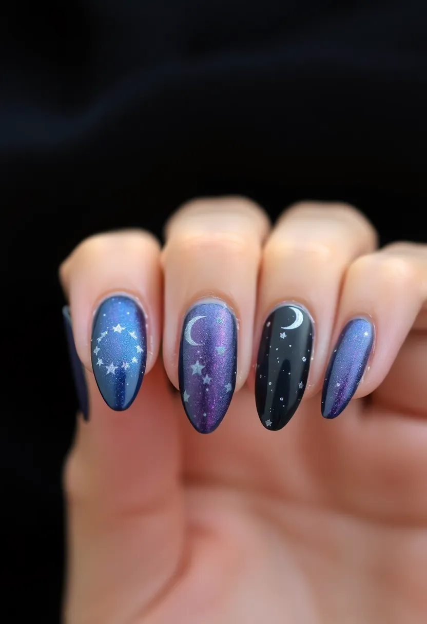 35 Trending Nail Color Ideas for Seasonal Show-Stopping Switches - 34. Starry Night