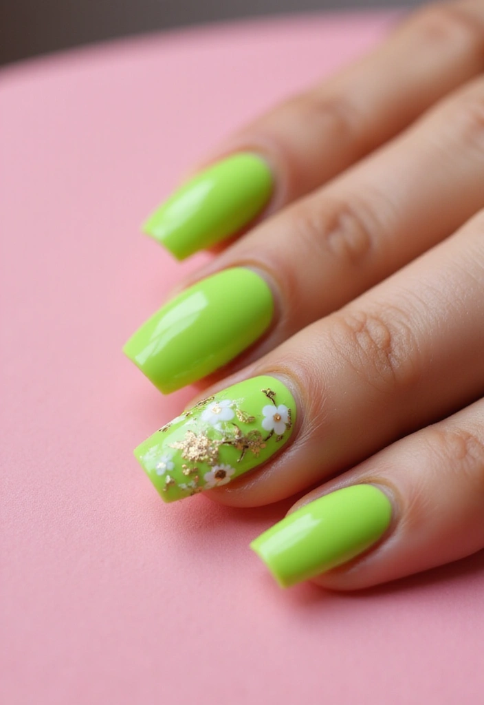 40 Acrylic Green Nail Ideas for Bold Unapologetic Statements - 11. Glossy Lime Burst