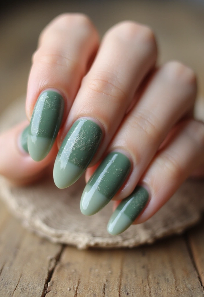 40 Acrylic Green Nail Ideas for Bold Unapologetic Statements - 14. Earthy Sage Layers