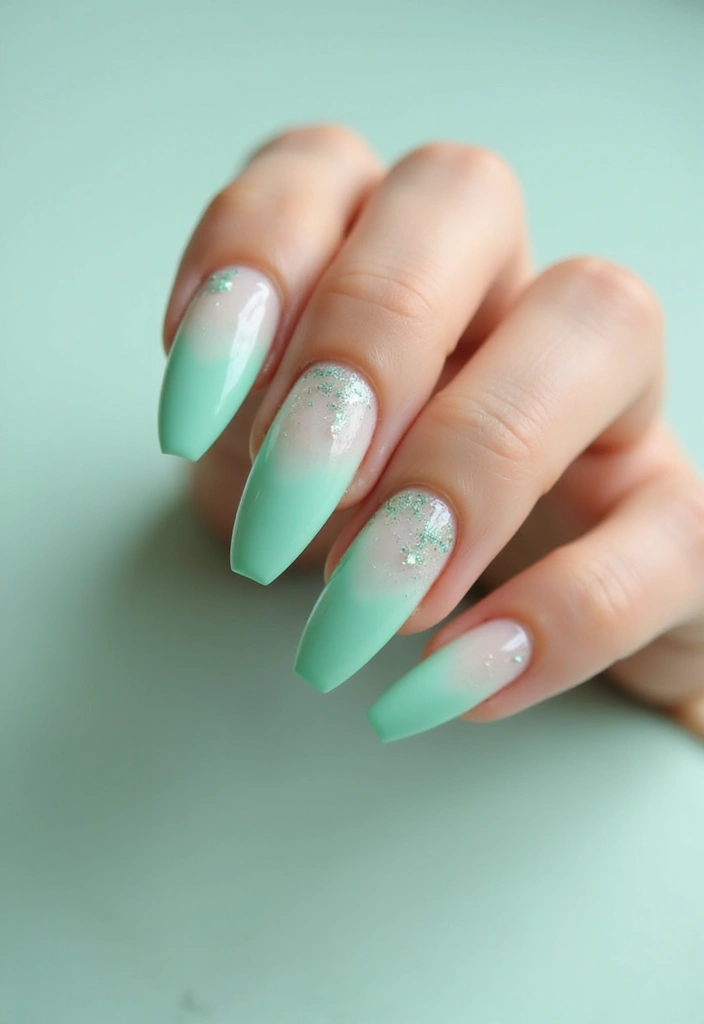 40 Acrylic Green Nail Ideas for Bold Unapologetic Statements - 3. Mint Green Ombre Dream