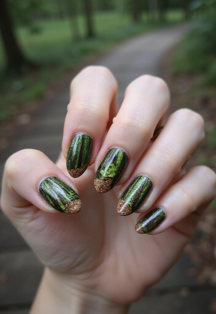 40 Acrylic Green Nail Ideas for Bold Unapologetic Statements - 34. Bright Forest Path