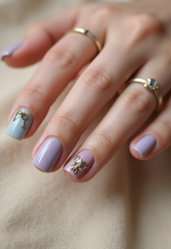 40 Charming Nails with Charms for Personalized Sparkling Magic - 11. Vintage Charm