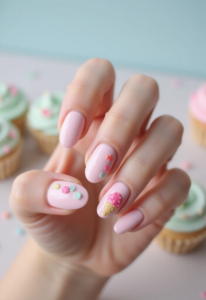 40 Charming Nails with Charms for Personalized Sparkling Magic - 16. Sweet Treats