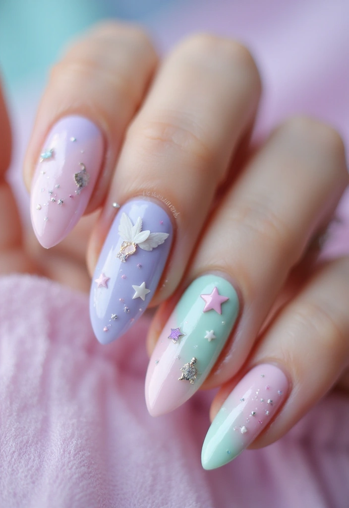 40 Charming Nails with Charms for Personalized Sparkling Magic - 18. Fantasy Wonderland