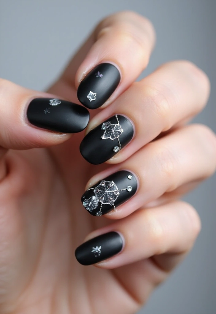 40 Charming Nails with Charms for Personalized Sparkling Magic - 19. Classic Black and White