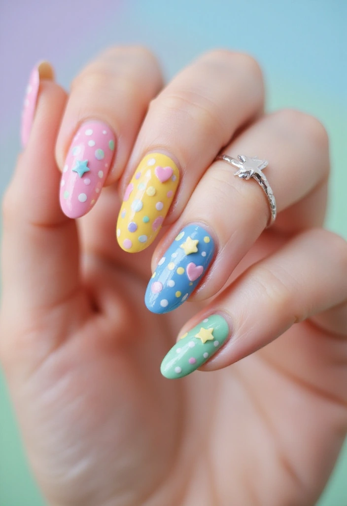 40 Charming Nails with Charms for Personalized Sparkling Magic - 25. Playful Polka Dots