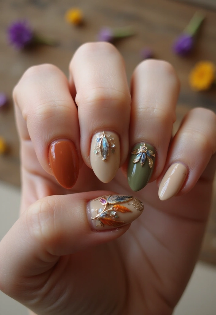 40 Charming Nails with Charms for Personalized Sparkling Magic - 27. Boho Chic