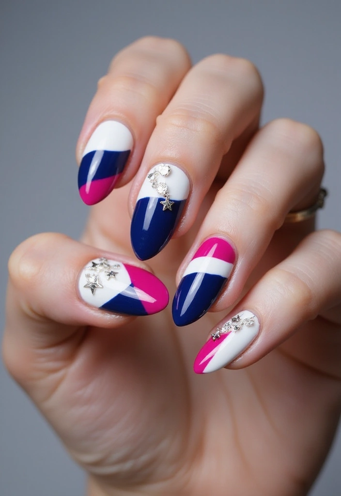 40 Charming Nails with Charms for Personalized Sparkling Magic - 29. Statement Stripes