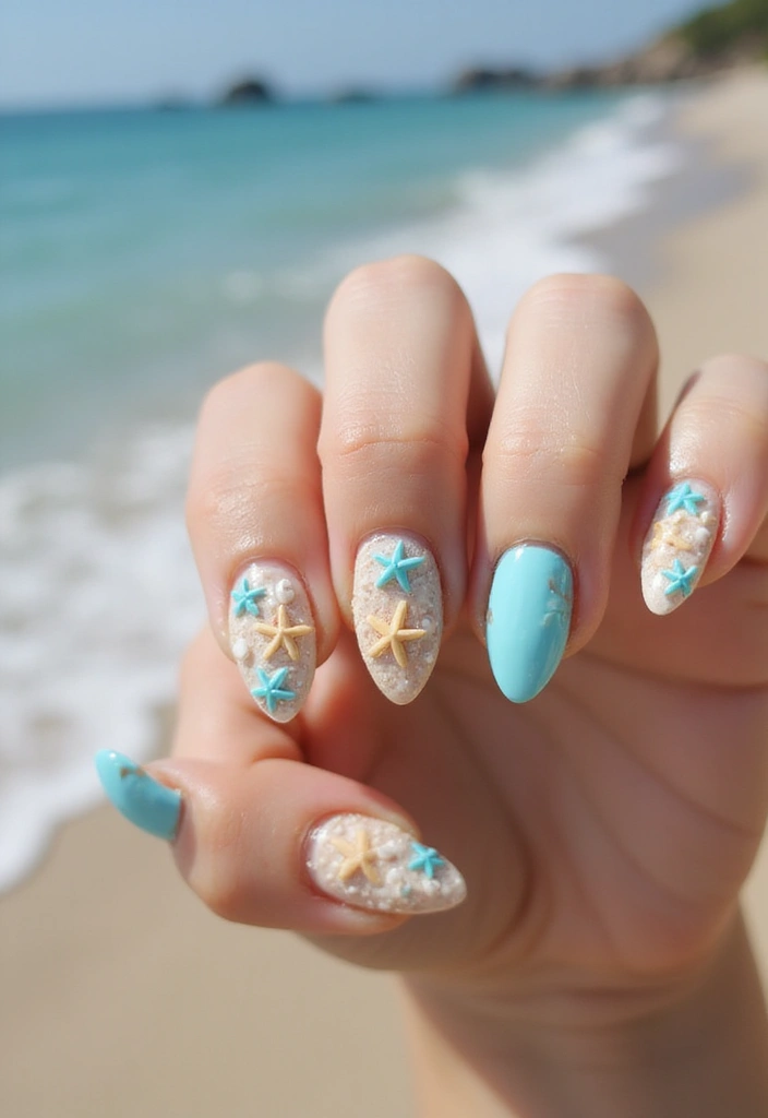 40 Charming Nails with Charms for Personalized Sparkling Magic - 3. Beachy Vibes