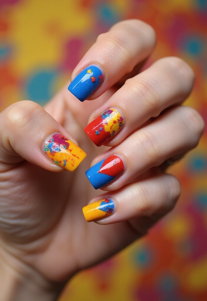 40 Charming Nails with Charms for Personalized Sparkling Magic - 30. Modern Art Inspiration