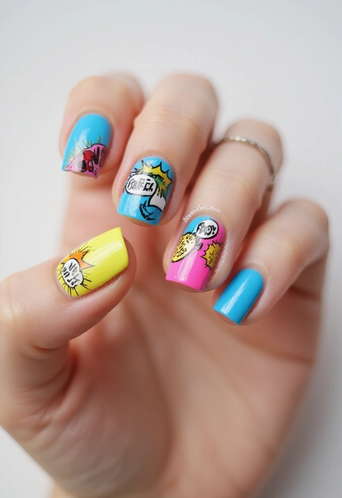 40 Charming Nails with Charms for Personalized Sparkling Magic - 34. Graphic Novel Inspiration