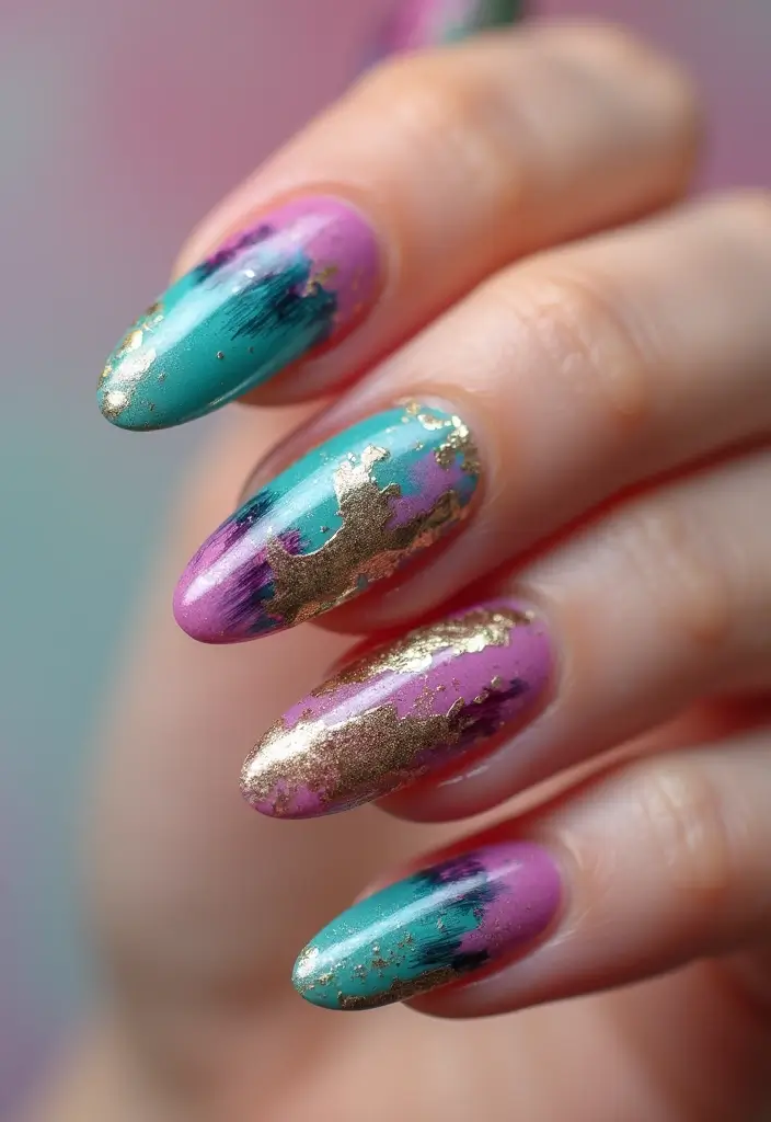 40 Charming Nails with Charms for Personalized Sparkling Magic - 35. Artistic Brush Strokes