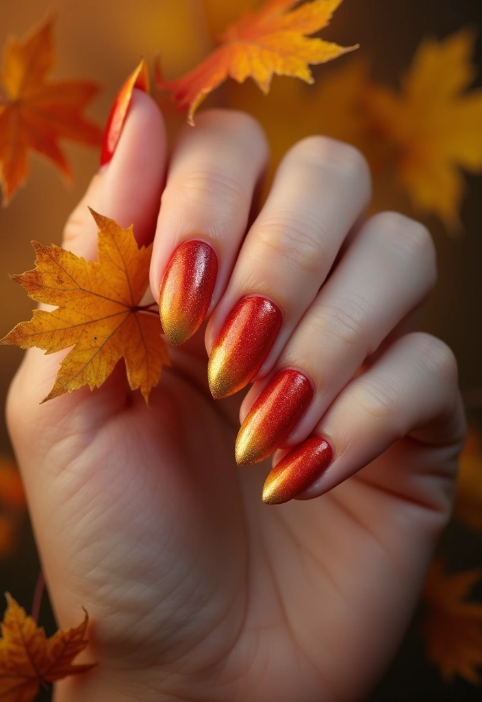 40 Cozy Fall Nail Looks That Capture Autumn's Warm Magic - 1. Maple Leaf Inspiration