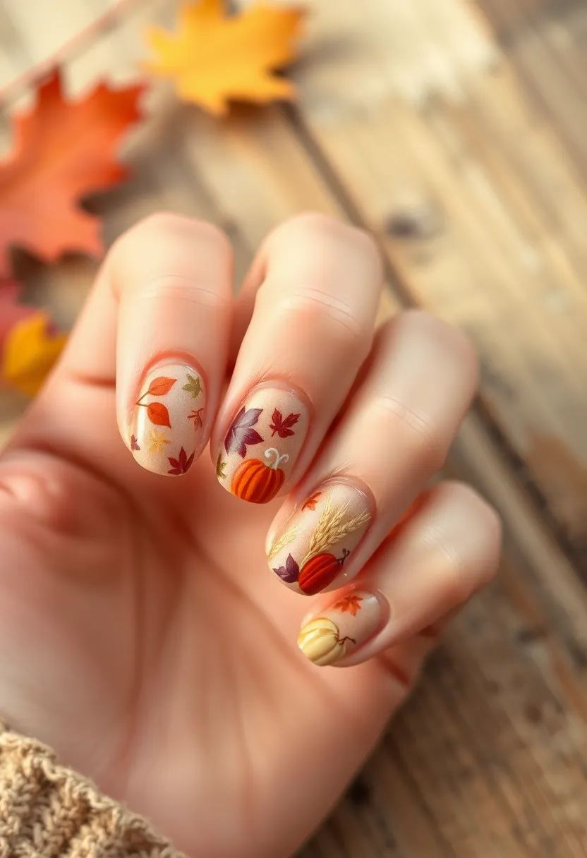 40 Cozy Fall Nail Looks That Capture Autumn's Warm Magic - 17. Rustic Harvest
