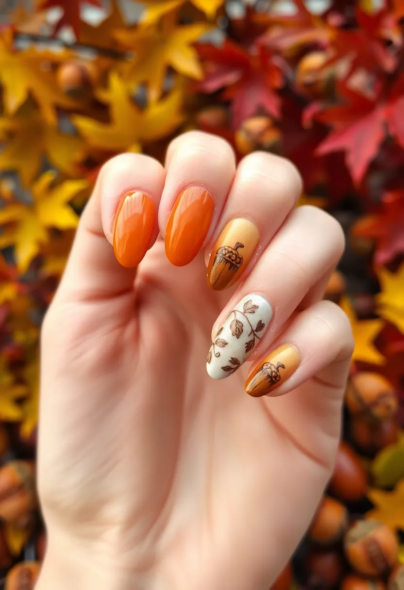 40 Cozy Fall Nail Looks That Capture Autumn's Warm Magic - 18. Acorn Ombre