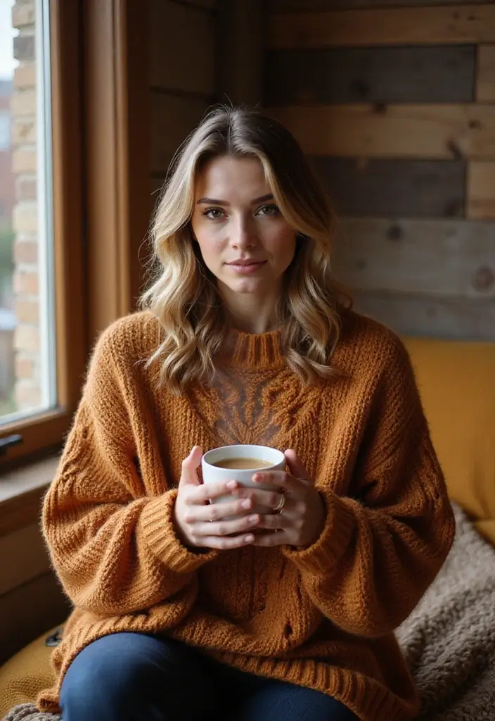 40 Cozy Fall Nail Looks That Capture Autumn's Warm Magic - 2. Cozy Sweater Knits