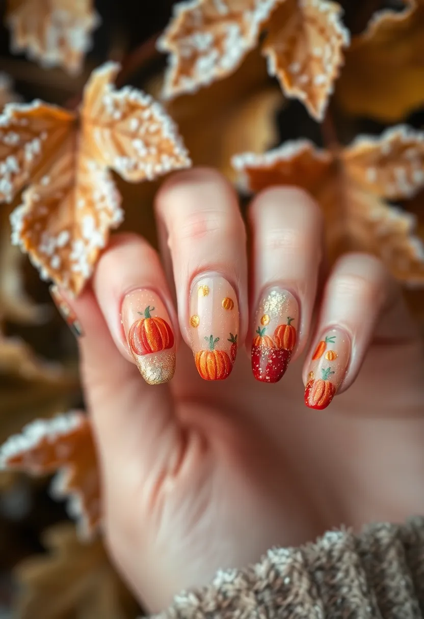 40 Cozy Fall Nail Looks That Capture Autumn's Warm Magic - 20. Frosted Pumpkin
