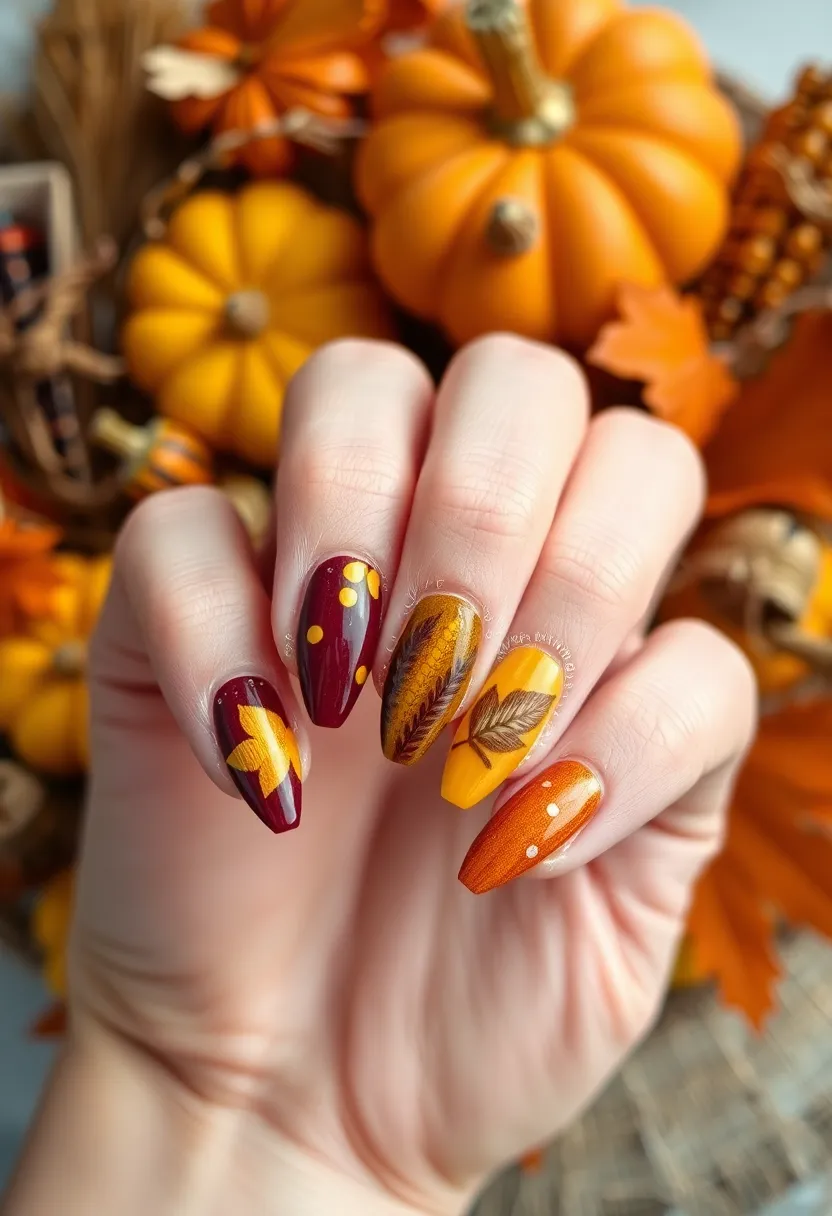 40 Cozy Fall Nail Looks That Capture Autumn's Warm Magic - 27. Harvest Blessings