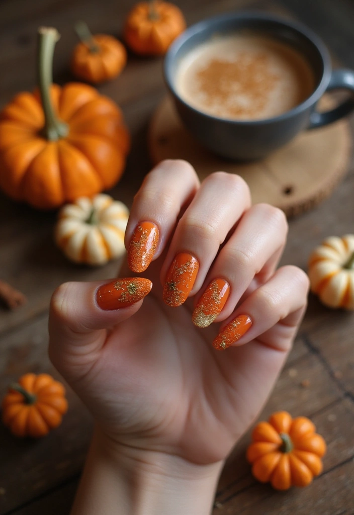 40 Cozy Fall Nail Looks That Capture Autumn's Warm Magic - 3. Pumpkin Spice Delight