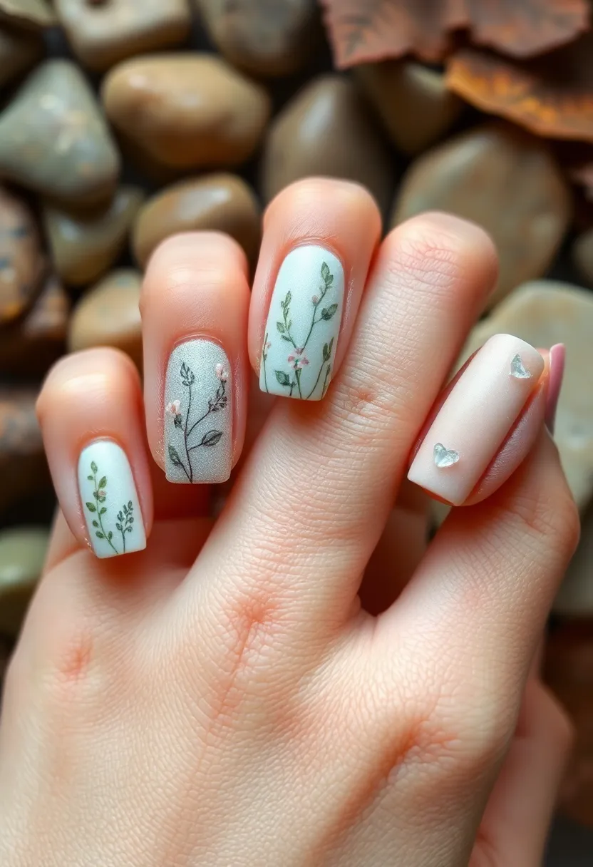 40 Cozy Fall Nail Looks That Capture Autumn's Warm Magic - 30. Nature's Whispers