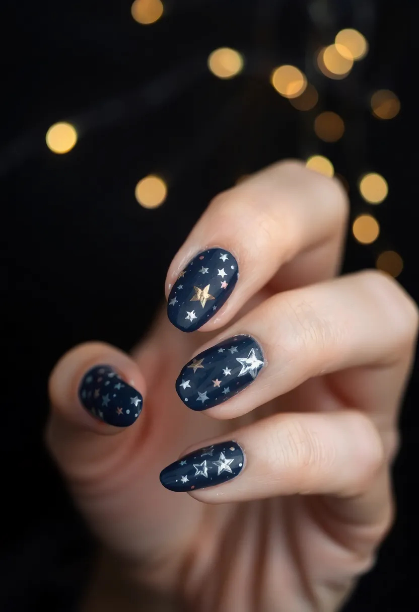 40 Cozy Fall Nail Looks That Capture Autumn's Warm Magic - 36. Starry Night
