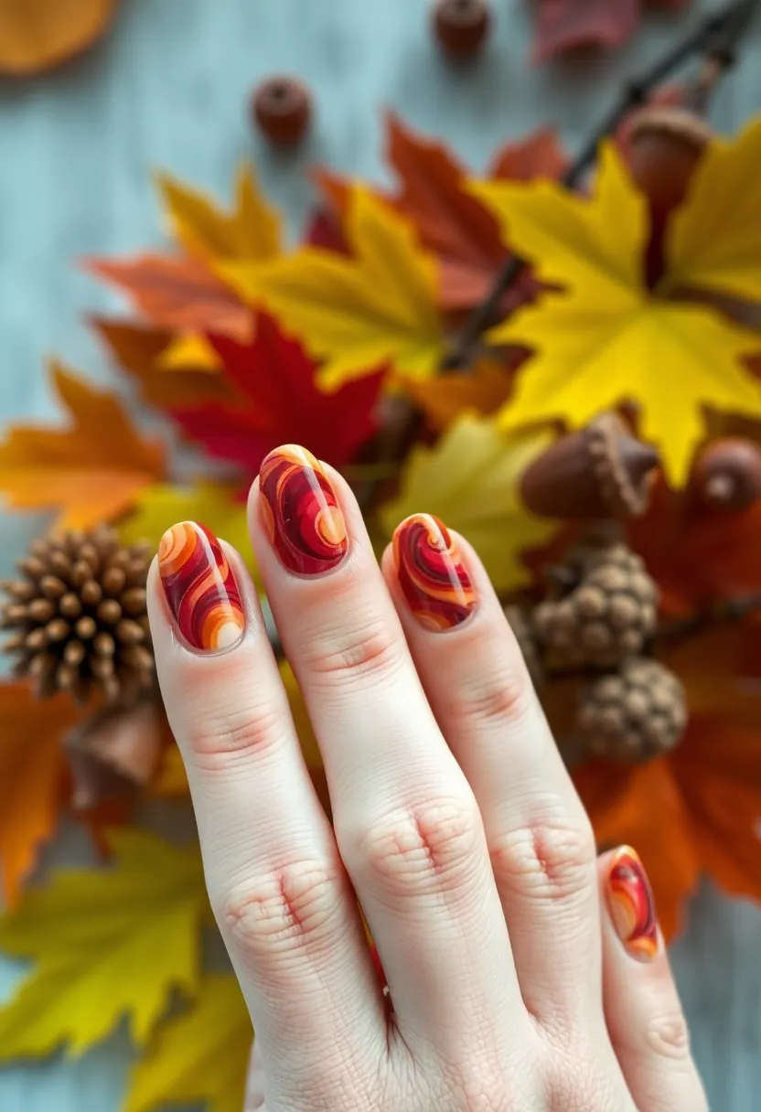 40 Cozy Fall Nail Looks That Capture Autumn's Warm Magic - 37. Nature's Palette
