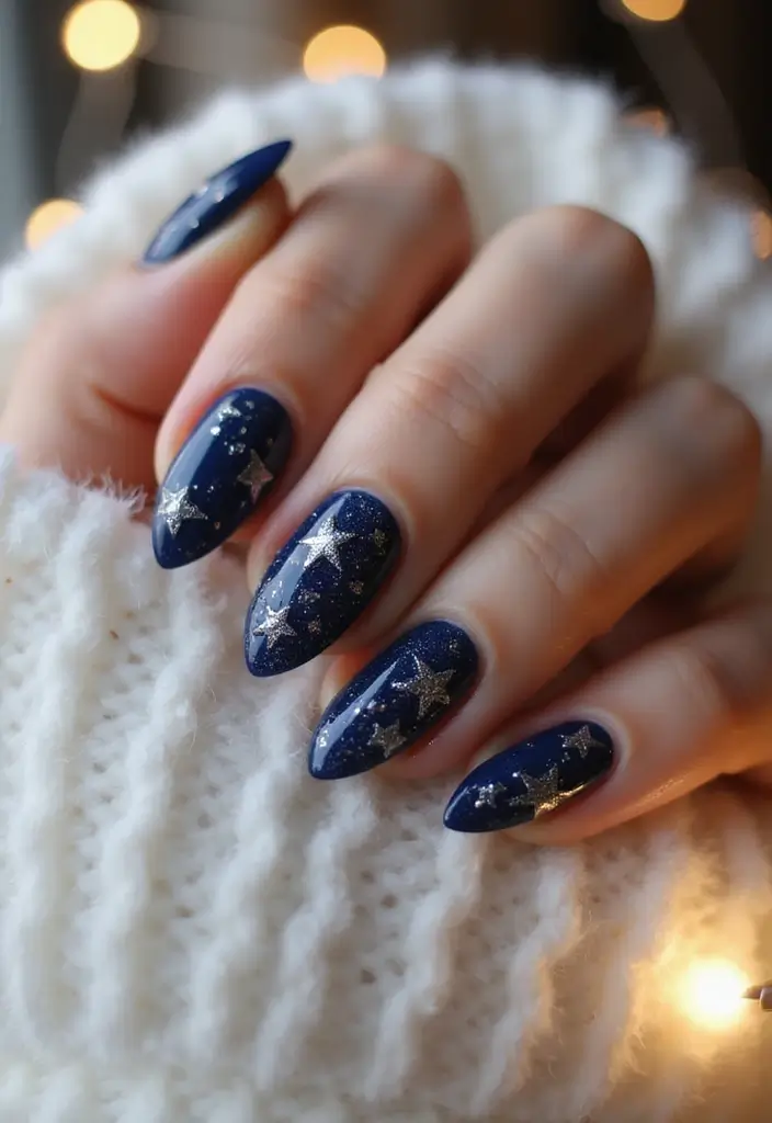 40 Cozy Fall Nail Looks That Capture Autumn's Warm Magic - 9. Twinkling Stars