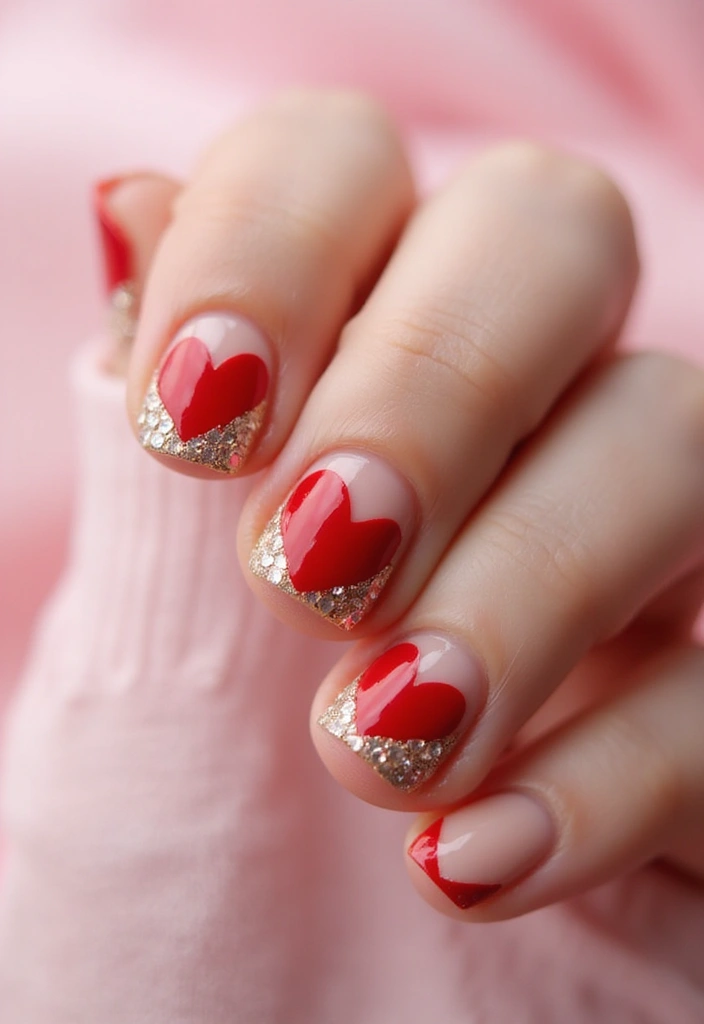 40 Cute Acrylic Nail Ideas for Adorable Hearts - 11. Bold Red Hearts