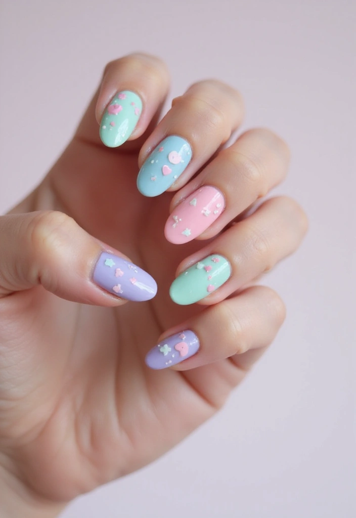 40 Cute Acrylic Nail Ideas for Adorable Hearts - 13. Candy Hearts