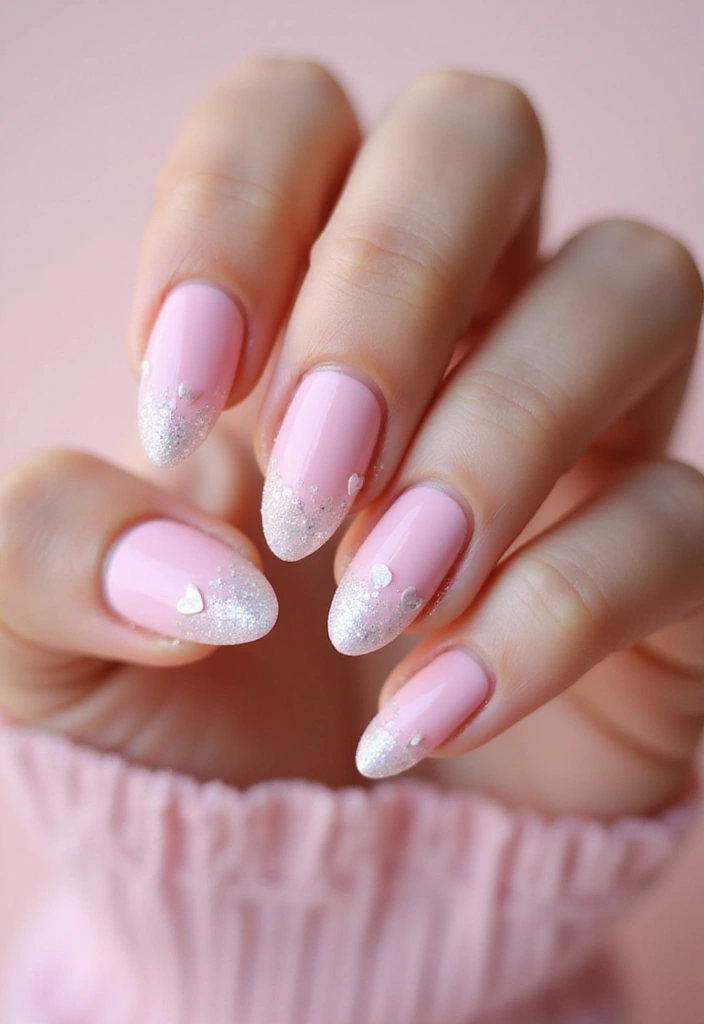 40 Cute Acrylic Nail Ideas for Adorable Hearts - 2. Glittering Heart Tips