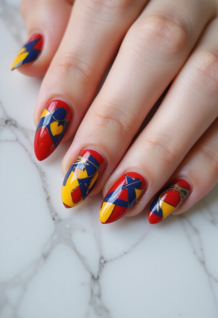 40 Cute Acrylic Nail Ideas for Adorable Hearts - 20. Geometric Hearts