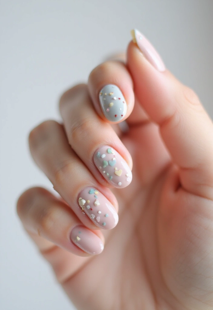 40 Cute Acrylic Nail Ideas for Adorable Hearts - 21. Dotted Hearts