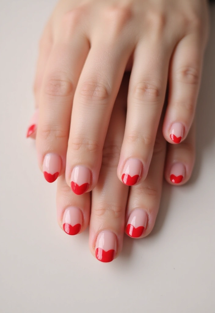 40 Cute Acrylic Nail Ideas for Adorable Hearts - 3. Heart-Shaped French Manicure
