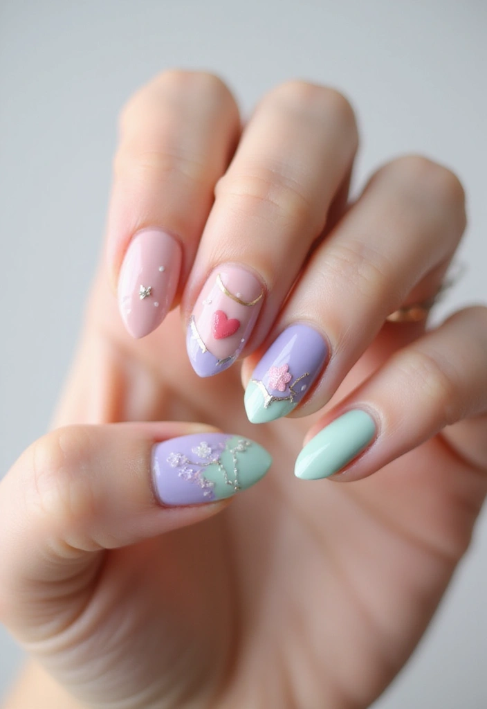 40 Cute Acrylic Nail Ideas for Adorable Hearts - 32. Hidden Hearts
