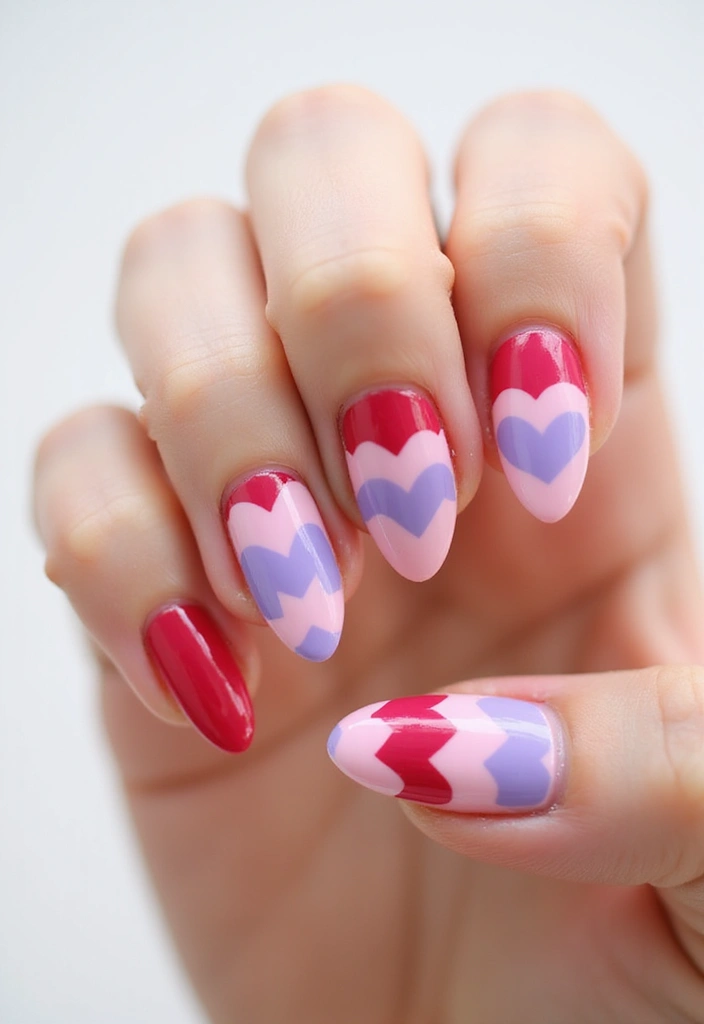 40 Cute Acrylic Nail Ideas for Adorable Hearts - 34. Layered Hearts