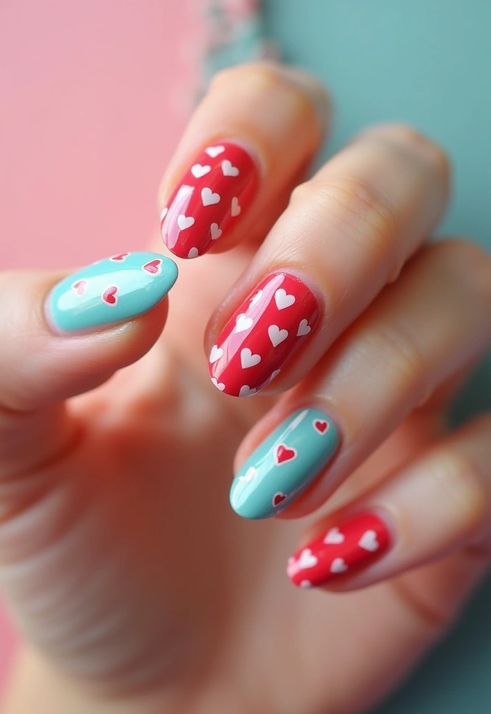 40 Cute Acrylic Nail Ideas for Adorable Hearts - 35. Retro Hearts