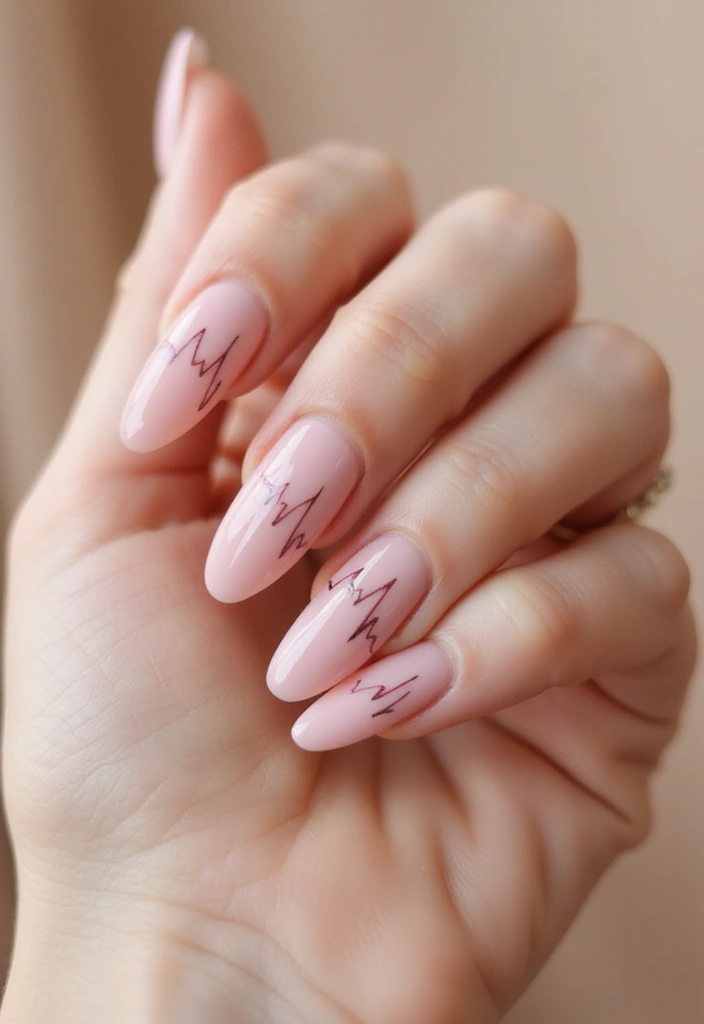 40 Cute Acrylic Nail Ideas for Adorable Hearts - 8. Heartbeat Line
