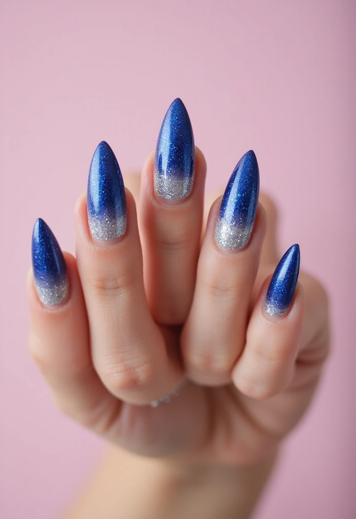 40 Dramatic Long Nail Ideas for Statement-Making - 1. Glitter Ombre Elegance
