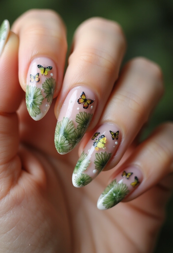 40 Dramatic Long Nail Ideas for Statement-Making - 13. Nature-Inspired