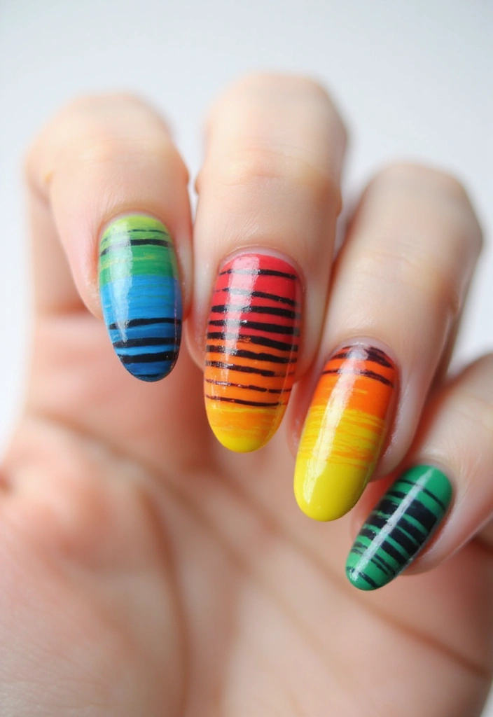 40 Dramatic Long Nail Ideas for Statement-Making - 15. Statement Stripes