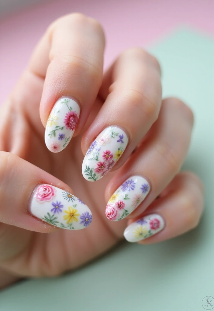 40 Dramatic Long Nail Ideas for Statement-Making - 2. Floral Fantasy