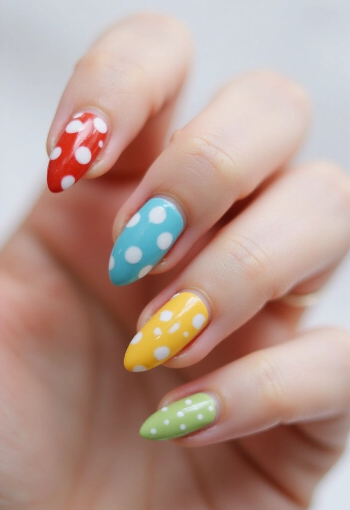 40 Dramatic Long Nail Ideas for Statement-Making - 21. Dotted Dreams