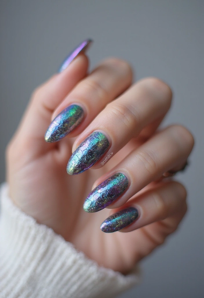 40 Dramatic Long Nail Ideas for Statement-Making - 31. Shattered Glass