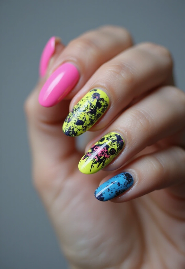 40 Dramatic Long Nail Ideas for Statement-Making - 33. Graffiti Vibes