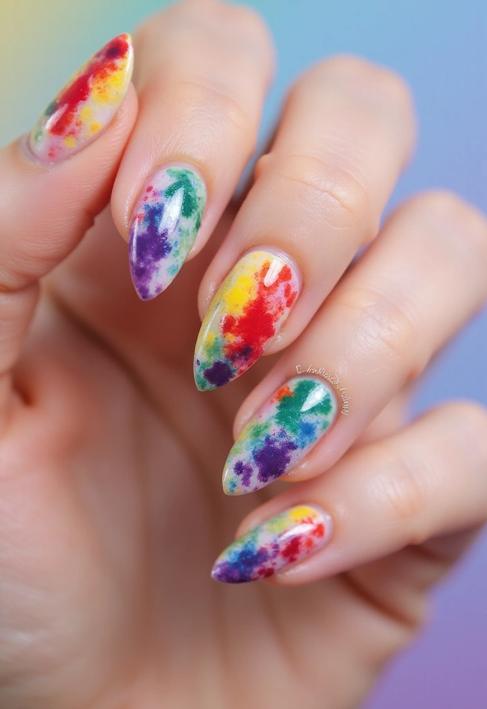 40 Dramatic Long Nail Ideas for Statement-Making - 34. Rainbow Splash